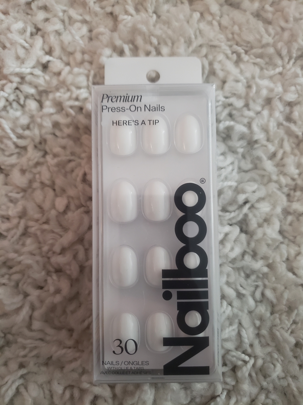 Nailboo Premium White Press-On Nails - 30 Pack